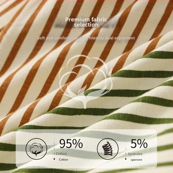 [Vienomis kelnėmis dėvėti daugiau] Paprastos dryžuotos kelnės su strėle, grynos medvilnės, laisvos, plius dydžio, plokščios kelnės su kampiniais kraštais, kvėpuojančios, keturių kampų kelnės.