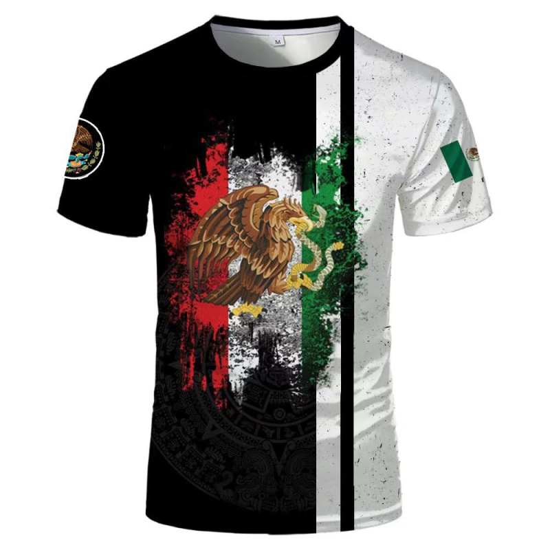 2023 vanjska trgovina prekogranična veleprodaja 3D tisak u boji poliester termalni transfer okrugli izrez majica europskih i američkih plus size trend kratkih rukava