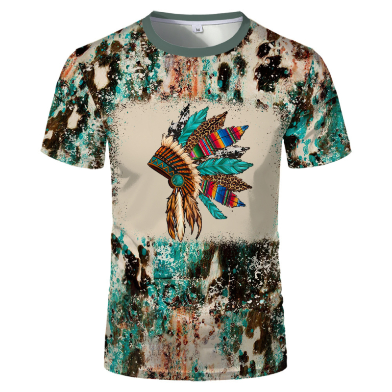 2023 vanjska trgovina prekogranična veleprodaja 3D tisak u boji poliester termalni transfer okrugli izrez majica europskih i američkih plus size trend kratkih rukava