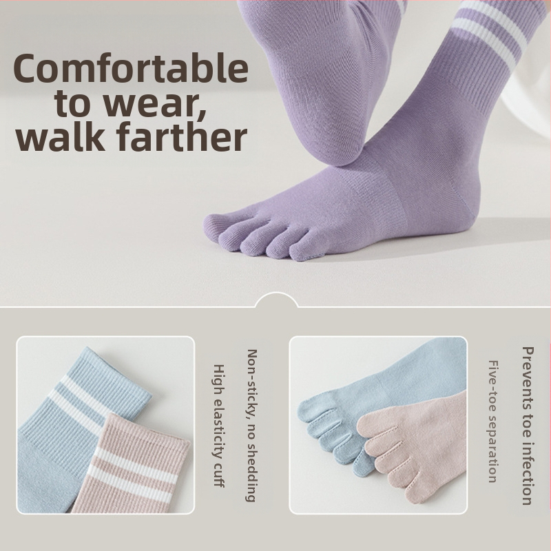 Чорапи с пет пръста, детски чорапи със среден пръст, пролетни и есенни памучни чорапи, модерни спортни и неплъзгащи се зимни дамски чорапи