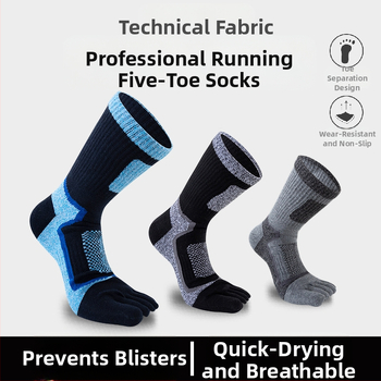 Vyriškos kojinės iki pirštų, ilgos sportinės kojinės, medvilninės kojinės, prakaitą sugeriančios, vidutinio ilgio, kvėpuojančios, nesmirdinčios pėdos, didelio dydžio vyriškos kojinės iki pirštų