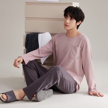 Sügis- ja talvepidžaamad, meeste pikkade varrukatega püksid, puuvillane ülikond, pealisriided, sügis- ja talveriided, lihtsad vabaajariided, lahtised koduriided