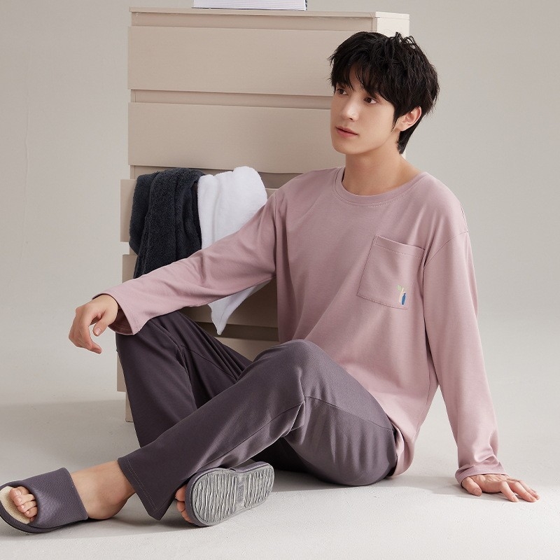 Sügis- ja talvepidžaamad, meeste pikkade varrukatega püksid, puuvillane ülikond, pealisriided, sügis- ja talveriided, lihtsad vabaajariided, lahtised koduriided