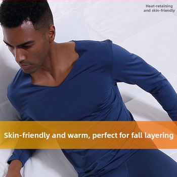 Meeste õmblusteta termopesu, V-kaelusega, talvine, kitsas, fliisvoodriga, tihe õhuke alussärk, sügisriiete puuvillane kampsun