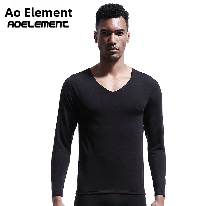 Meeste õmblusteta termopesu, V-kaelusega, talvine, kitsas, fliisvoodriga, tihe õhuke alussärk, sügisriiete puuvillane kampsun