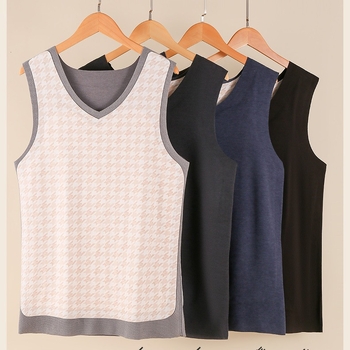 2024. aasta uus sügis-talvine meeste kolmekihiline villane termovest õmblusteta plaastriga alusmantli lihvimine paksendatud