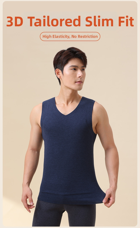 2024. aasta uus sügis-talvine meeste kolmekihiline villane termovest õmblusteta plaastriga alusmantli lihvimine paksendatud