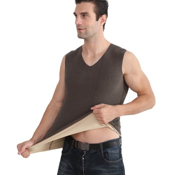 De velvet kiirkuumenev meeste V-kaelusega õmblusteta termovest sügis- ja talvealusvest harjatud õhukese paksendatud fliisvoodriga