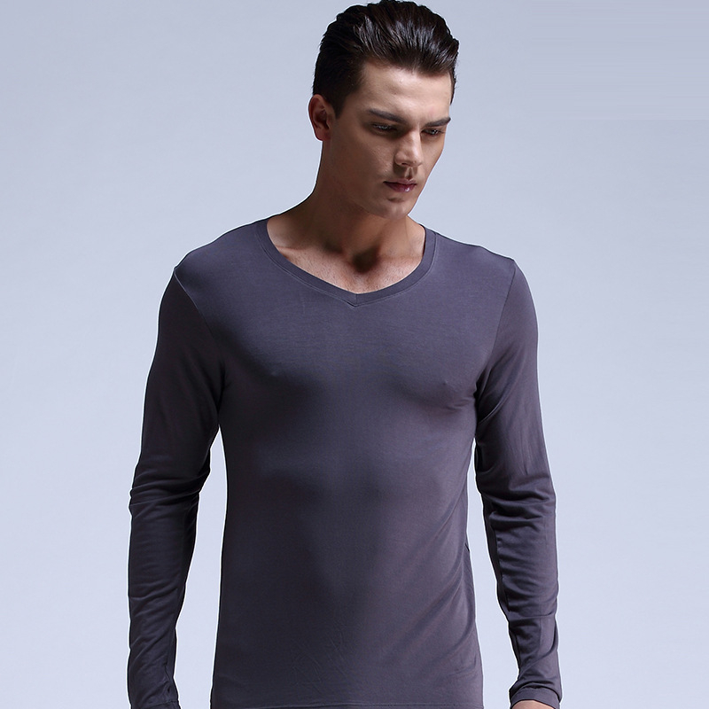 Vyriški terminiai apatiniai ilgomis rankovėmis, aptempti V formos iškirpte, ploni marškinėliai rudens ir žiemos drabužiams, skirti jaunimui ir vidutinio amžiaus žmonėms.