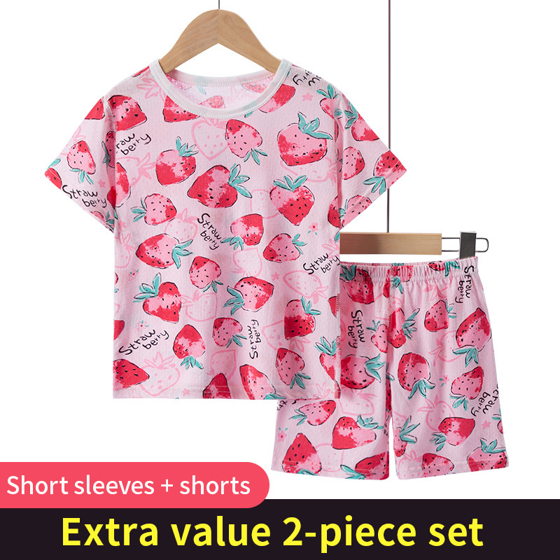 Pantaloni scurți cu mânecă scurtă pentru copii transfrontalieri, costum de vară din bumbac pur, bărbați și femei, casual, respirabil, din bumbac, pijamale, haine de casă