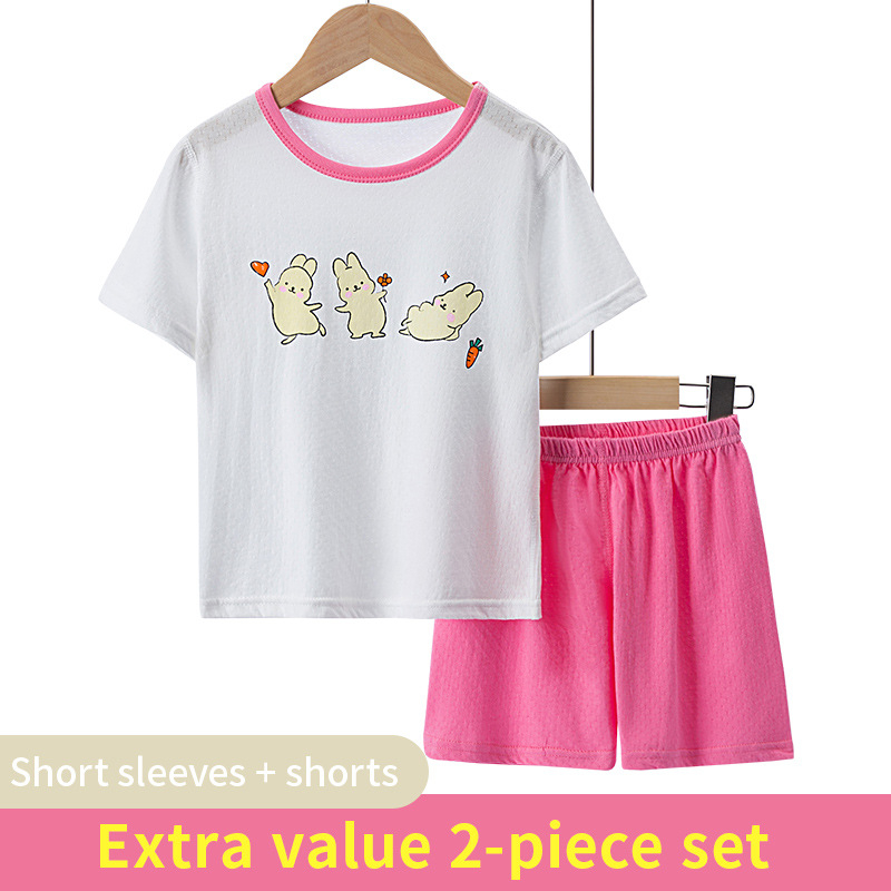 Pantaloni scurți cu mânecă scurtă pentru copii transfrontalieri, costum de vară din bumbac pur, bărbați și femei, casual, respirabil, din bumbac, pijamale, haine de casă