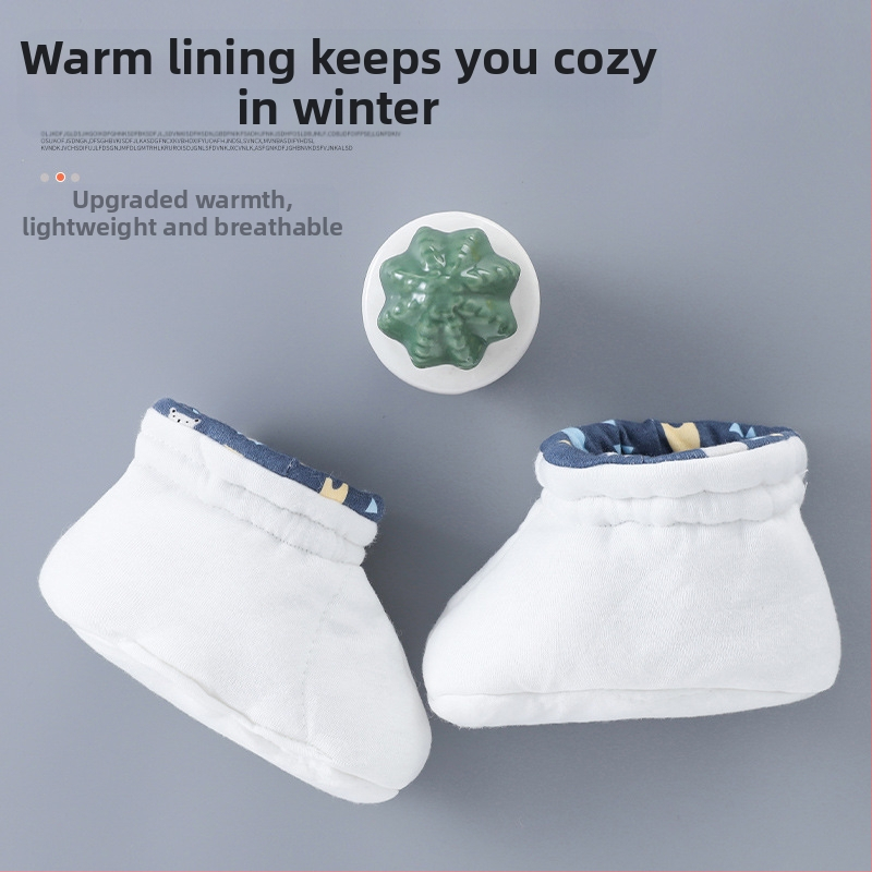 Naujagimio medvilniniai batukai, medvilninės kojinės, žieminiai kūdikių batukai, šilti, vilnos pamušalu, sustorintu minkštu padu berniukams ir mergaitėms