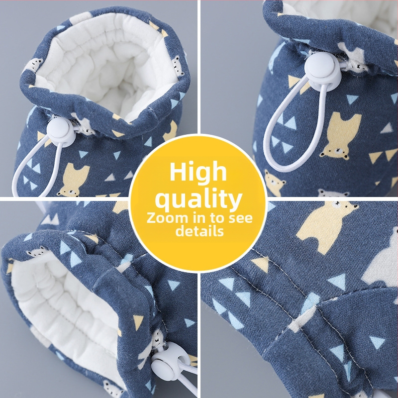 Naujagimio medvilniniai batukai, medvilninės kojinės, žieminiai kūdikių batukai, šilti, vilnos pamušalu, sustorintu minkštu padu berniukams ir mergaitėms