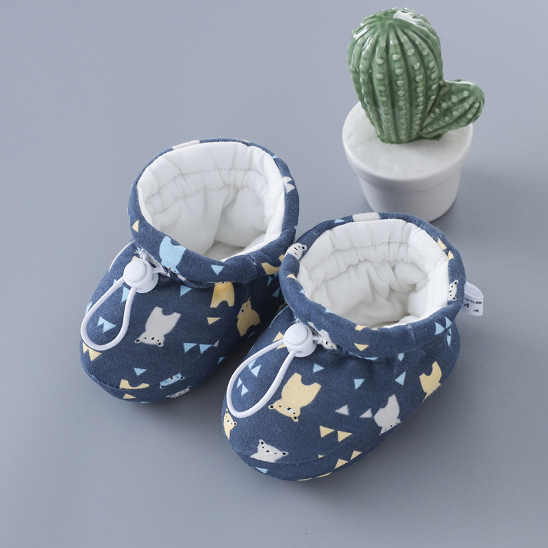 Naujagimio medvilniniai batukai, medvilninės kojinės, žieminiai kūdikių batukai, šilti, vilnos pamušalu, sustorintu minkštu padu berniukams ir mergaitėms