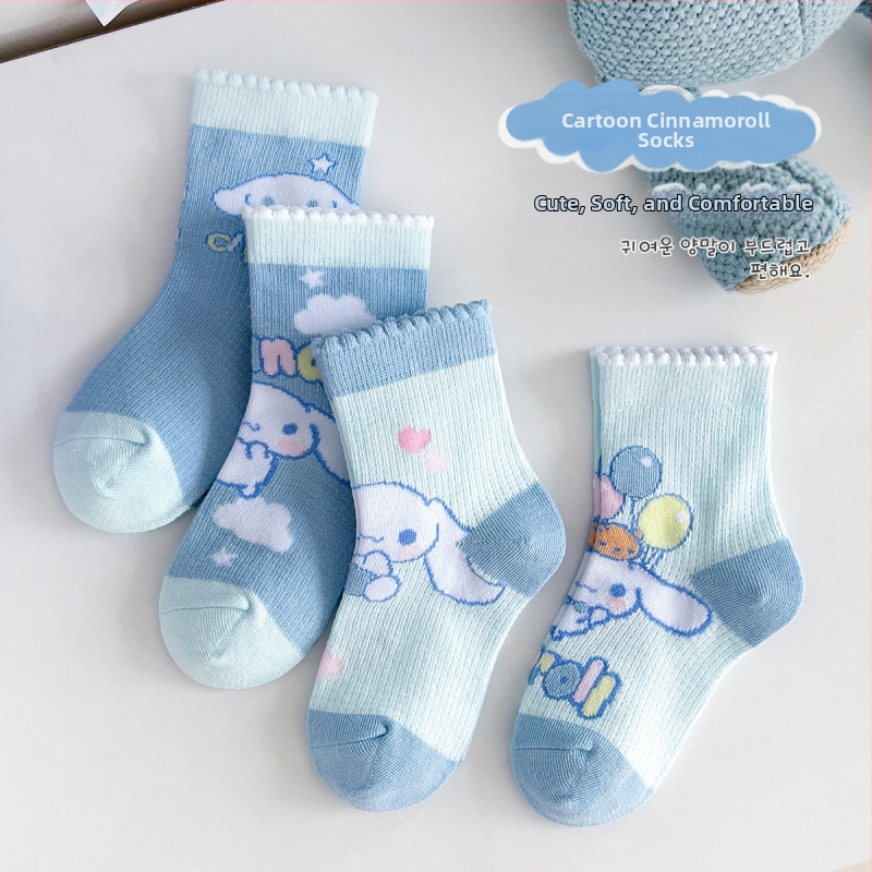 Detské ponožky Jarné nové štýlové chlapčenské ponožky Kreslené dievčenské ponožky Cinnamoroll Chlapčenské ponožky Dievčenské ponožky do polovice lýtok Detské ponožky