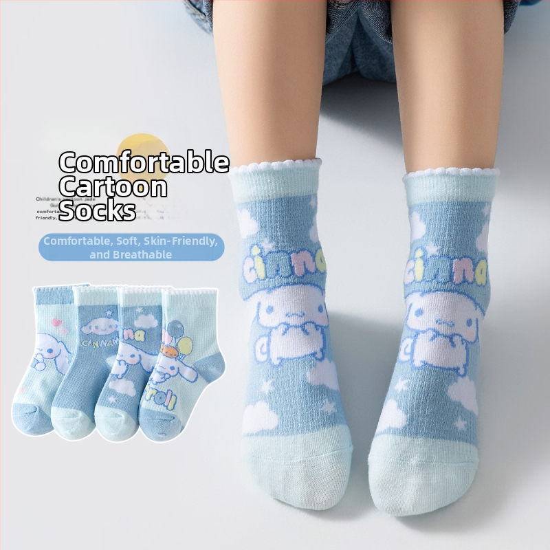 Șosete pentru copii, primăvară, stil nou, șosete pentru băieți, șosete cu desene animate și fete, șosete cu cinnamoroll, șosete pentru băieți, șosete până la jumătatea gambei, șosete pentru bebeluși