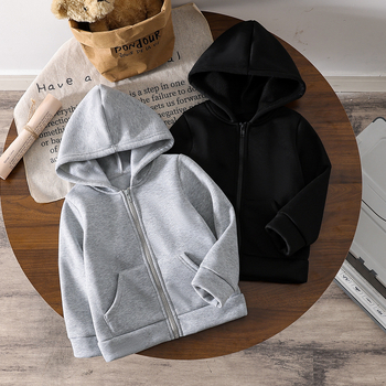 Dječja majica Cross-Border od flisa s dugim rukavima, dvostrukim džepom, patentnim zatvaračem i kapuljačom, kombinacija jakne i 2 dijela