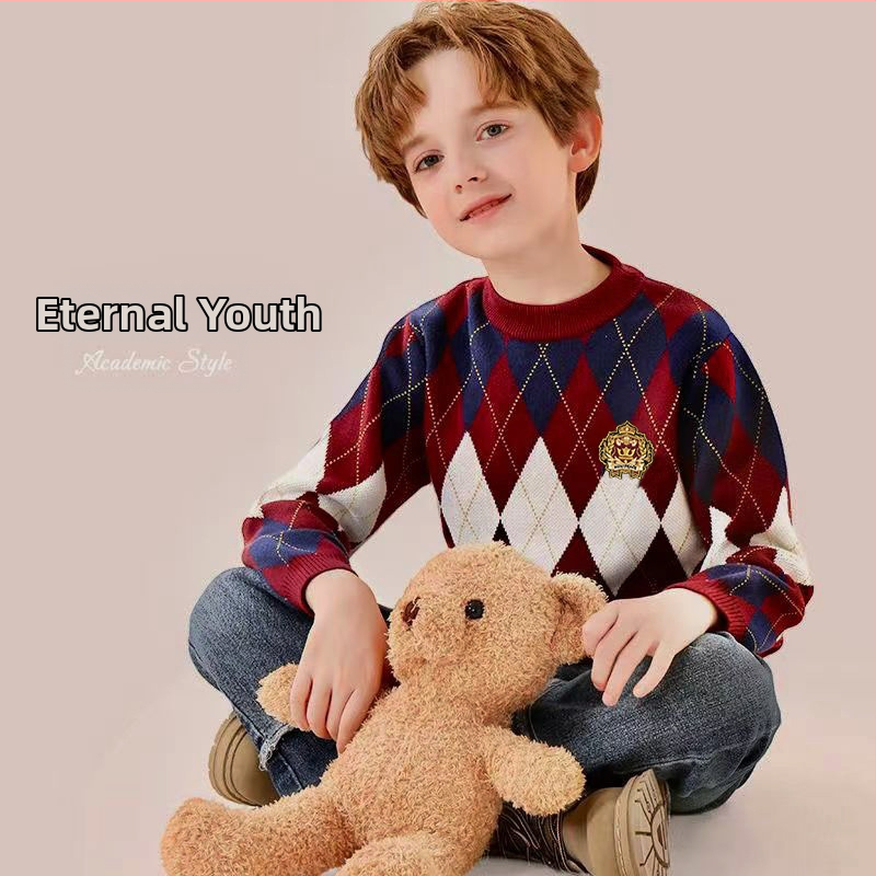 Пуловер за момчета Детски пуловер, ново пристигане 2024 за есен и зима