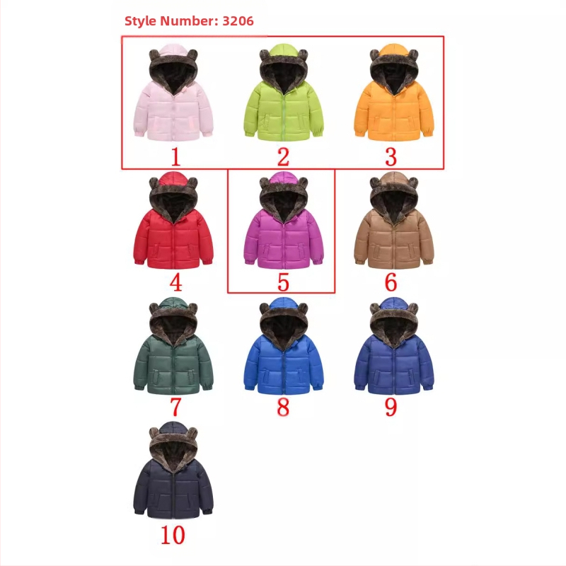 Νέο Στυλ Μονόχρωμα Αυτιά για Αγόρια και Κορίτσια, Κορεάτικο Στυλ, Αναστρέψιμες Τσέπες, Κοντά Βαμβακερά Πανωφόρια, Παιδικά Ρούχα Μπουφάν Χονδρική
