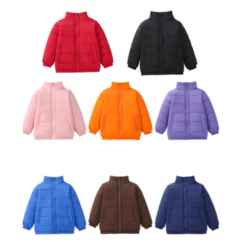 2024 őszi és téli új fiú és lány nagygyermek könnyű színes pamutbélésű kabát zsebes meleg állógallérral pamutbélésű kabát diákoknak