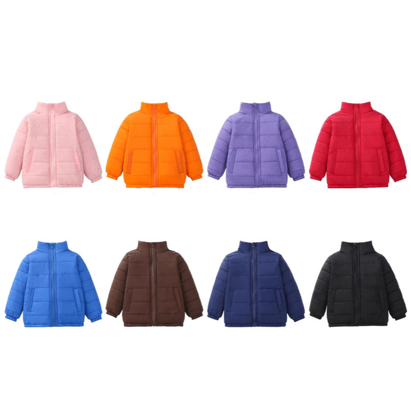 2024 őszi és téli új fiú és lány nagygyermek könnyű színes pamutbélésű kabát zsebes meleg állógallérral pamutbélésű kabát diákoknak