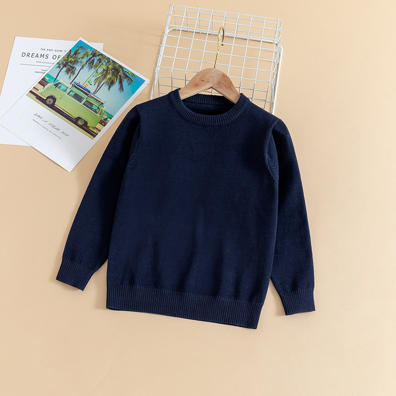 Uus laste kampsun sügisene Briti tüdrukute kampsun poiste kampsun keskmise ja suure suurusega laste soe ümara kaelusega alläärega särk hulgimüügist