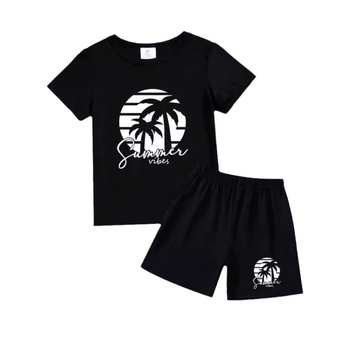 Καλοκαιρινό Cross Border Amazon AliExpress 2024 με σχέδια για αγόρια και κορίτσια, κοντομάνικο μπλουζάκι, γιλέκο, σορτς