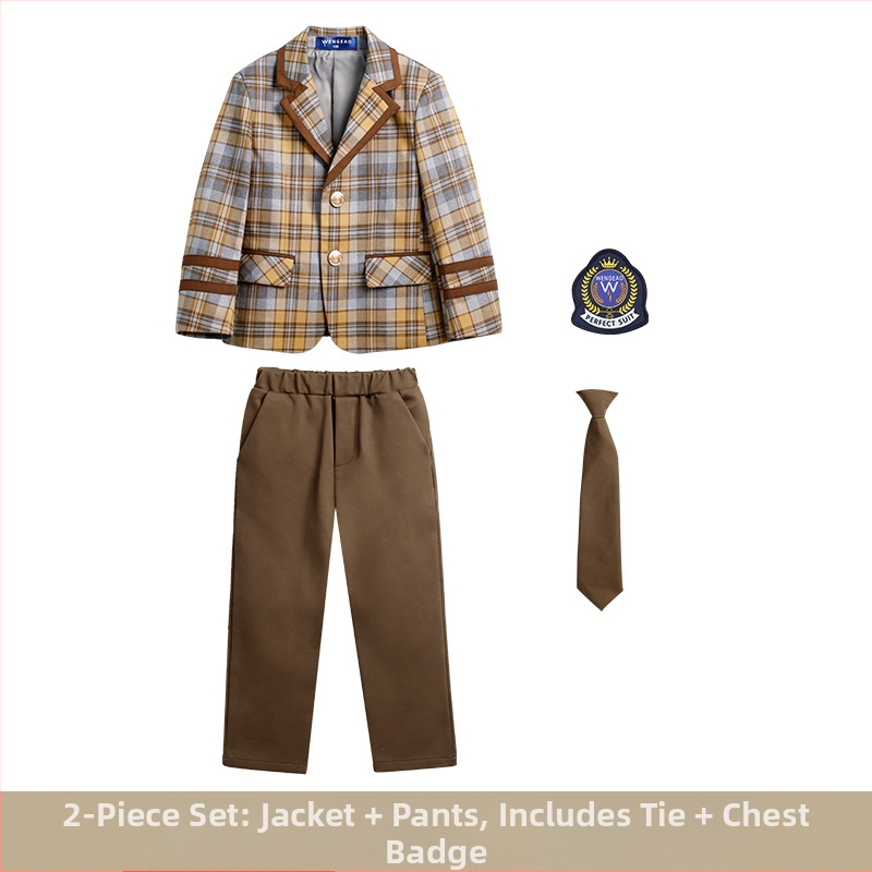 Pradinės mokyklos mokinių pavasario ir rudens klasės drabužiai britų koledžo stiliaus mokyklinė uniforma darželio sodo drabužiai vaikams languotas kostiumas sijonas kostiumas