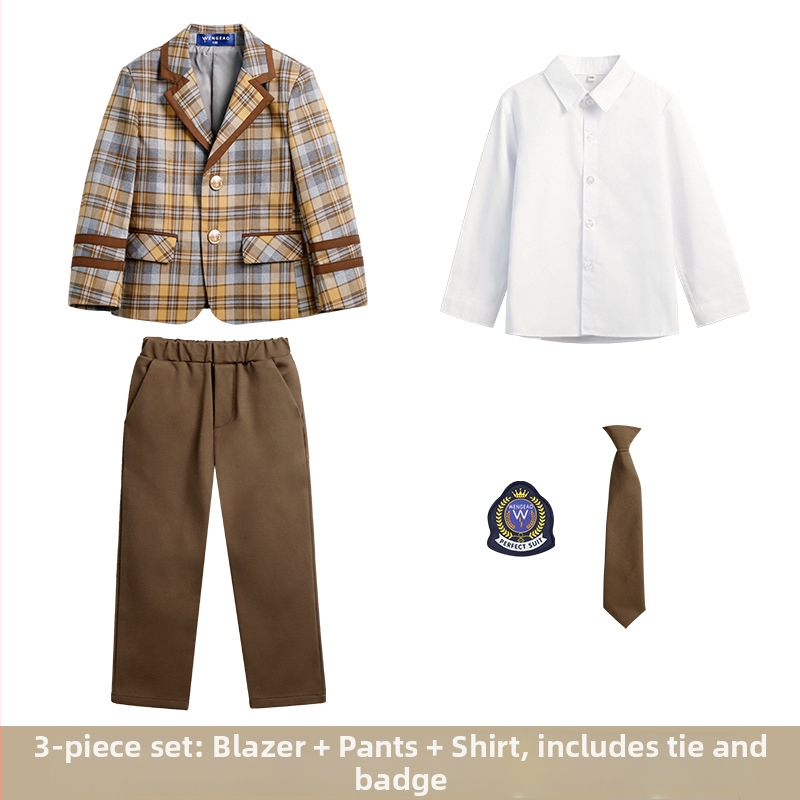 Pradinės mokyklos mokinių pavasario ir rudens klasės drabužiai britų koledžo stiliaus mokyklinė uniforma darželio sodo drabužiai vaikams languotas kostiumas sijonas kostiumas