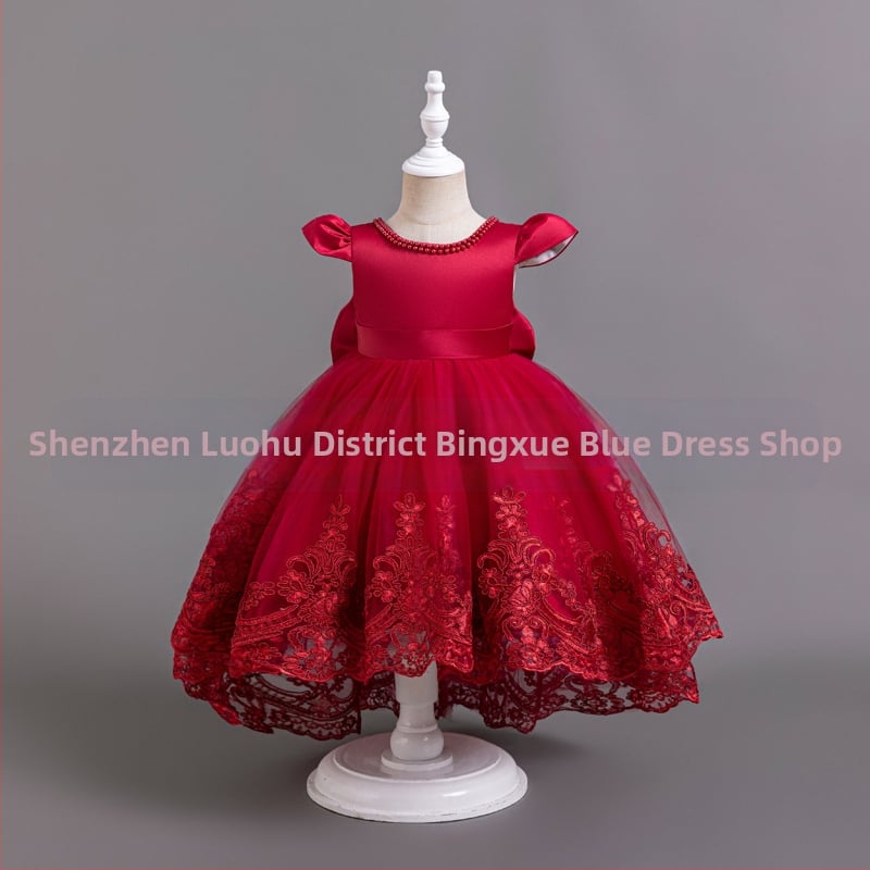 Rochie de seară Amazon pentru fete, cu imprimeu din dantelă și plasă, cu burete, pentru petreceri de ziua de naștere, rochie pentru bebeluși de un an