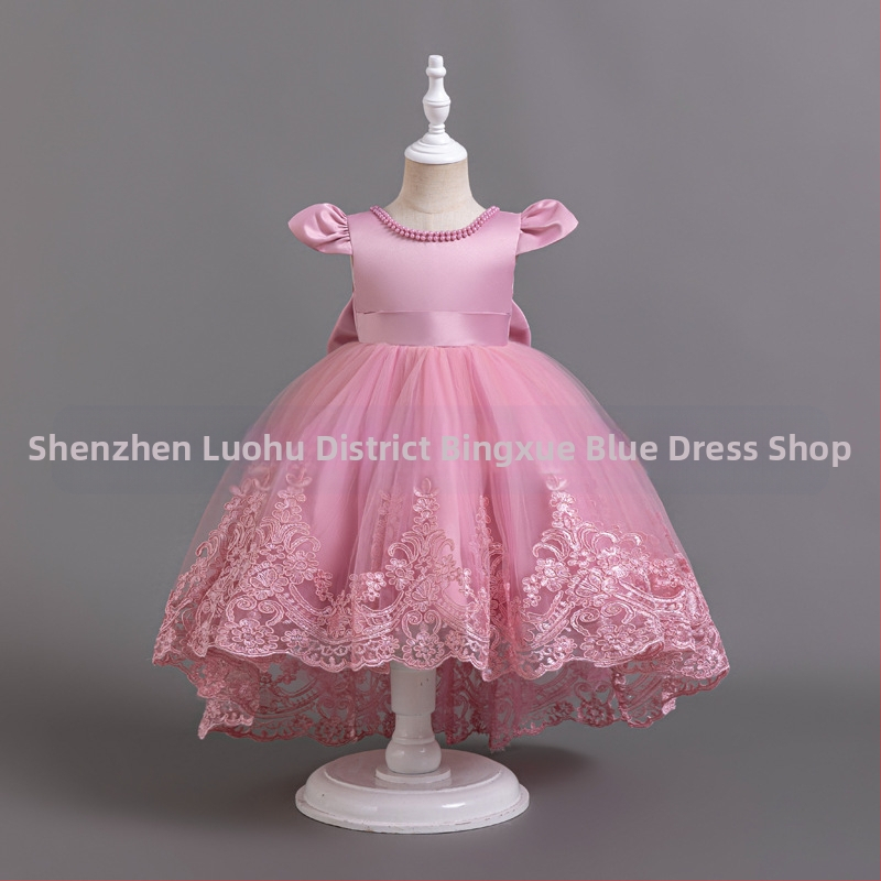 Rochie de seară Amazon pentru fete, cu imprimeu din dantelă și plasă, cu burete, pentru petreceri de ziua de naștere, rochie pentru bebeluși de un an