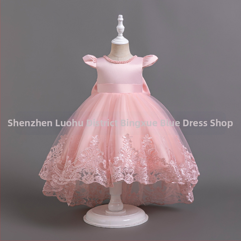 Rochie de seară Amazon pentru fete, cu imprimeu din dantelă și plasă, cu burete, pentru petreceri de ziua de naștere, rochie pentru bebeluși de un an