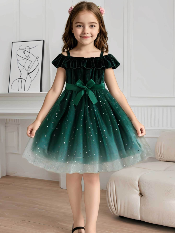 Euroopa ja Ameerika piiriülene õlapaeltega õlapaelteta, litritega ja gradientse võrkkangaga vöökohaga kleit