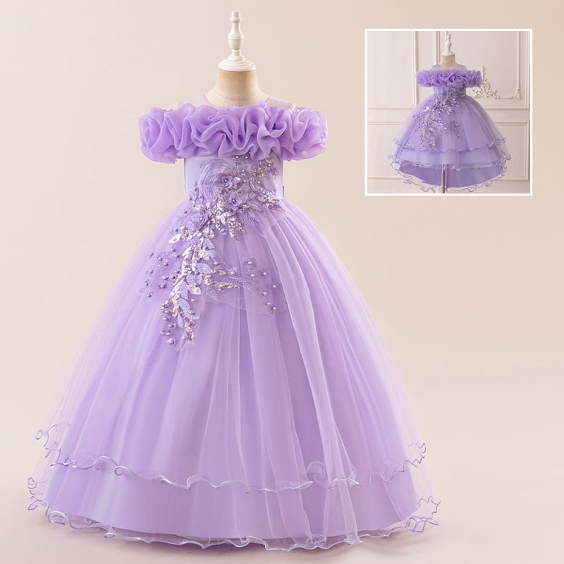 Prekogranična nova duga haljina za djevojčice, haljina za klavir, mrežasta haljina s vezom i perlicama, haljina za rođendan princeze