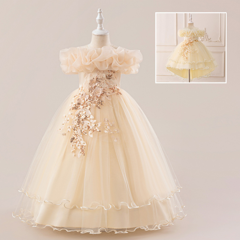 Prekogranična nova duga haljina za djevojčice, haljina za klavir, mrežasta haljina s vezom i perlicama, haljina za rođendan princeze