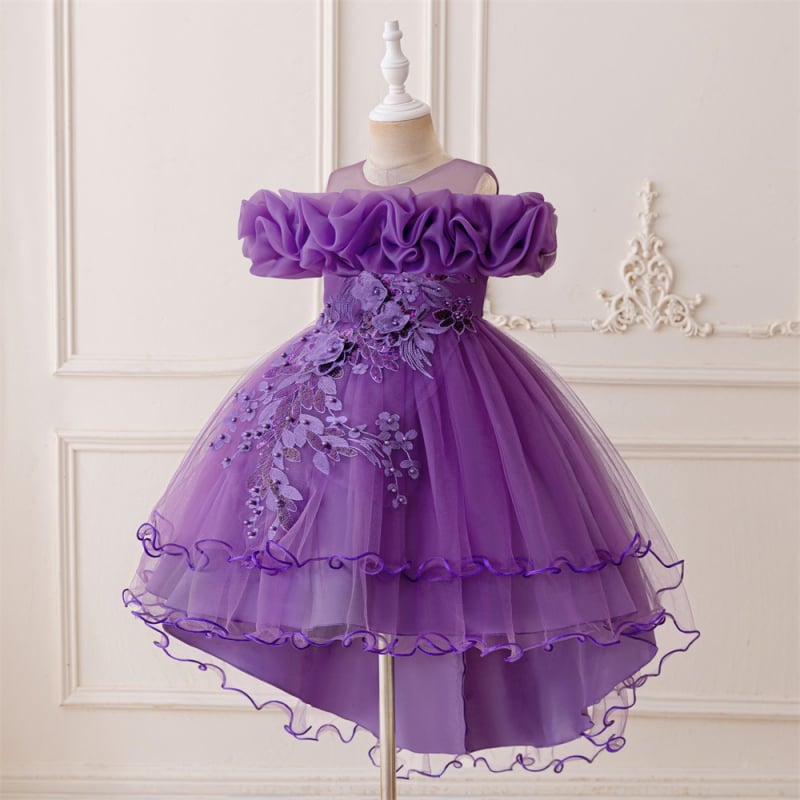 Prekogranična nova duga haljina za djevojčice, haljina za klavir, mrežasta haljina s vezom i perlicama, haljina za rođendan princeze