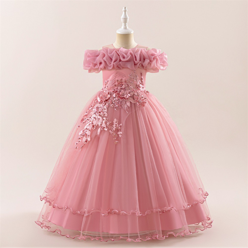 Prekogranična nova duga haljina za djevojčice, haljina za klavir, mrežasta haljina s vezom i perlicama, haljina za rođendan princeze