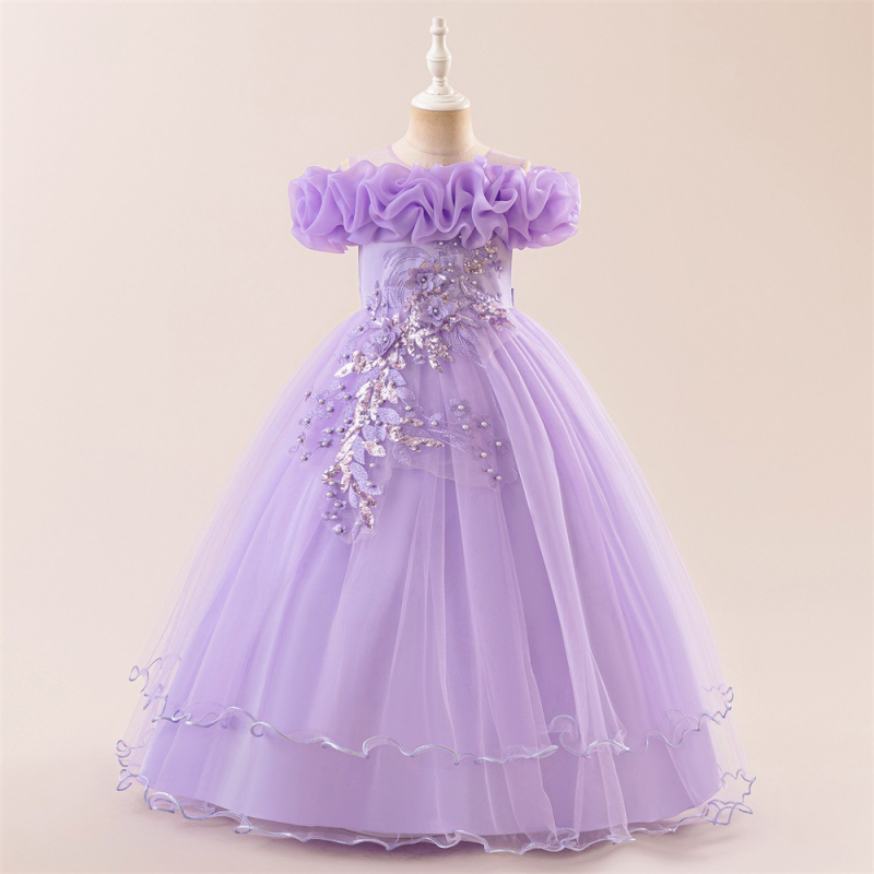 Prekogranična nova duga haljina za djevojčice, haljina za klavir, mrežasta haljina s vezom i perlicama, haljina za rođendan princeze