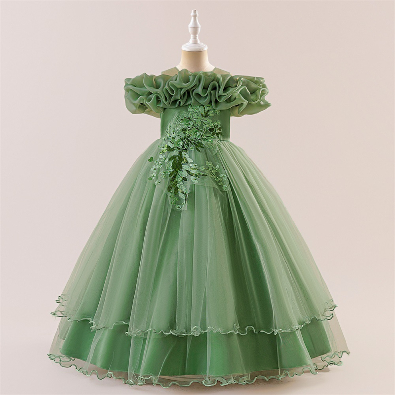 Prekogranična nova duga haljina za djevojčice, haljina za klavir, mrežasta haljina s vezom i perlicama, haljina za rođendan princeze