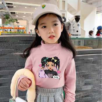 Djevojačka majica s dugim rukavima, zapadnjački stil, poluvisoki ovratnik, debeli baršun, nova dječja odjeća za proljeće i jesen 2025.