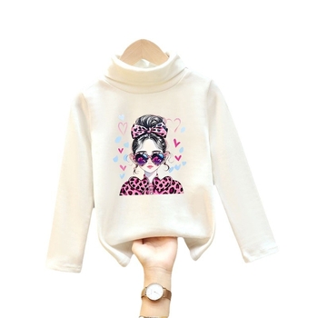 Djevojačka majica s dugim rukavima, zapadnjački stil, poluvisoki ovratnik, debeli baršun, nova dječja odjeća za proljeće i jesen 2025.