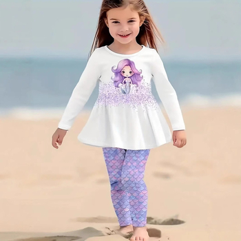 2024. aasta uus piiriülese väliskaubanduse laste crewneck pikkade varrukatega püksid armsa loomaprindiga kaheosaline komplekt