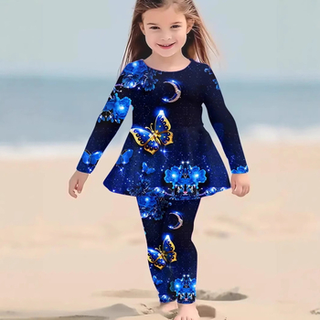 2024. aasta uus piiriülese väliskaubanduse laste crewneck pikkade varrukatega püksid armsa loomaprindiga kaheosaline komplekt