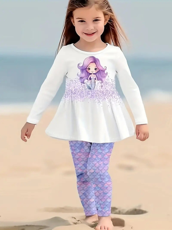 2024. aasta uus piiriülese väliskaubanduse laste crewneck pikkade varrukatega püksid armsa loomaprindiga kaheosaline komplekt