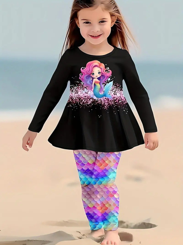 2024. aasta uus piiriülese väliskaubanduse laste crewneck pikkade varrukatega püksid armsa loomaprindiga kaheosaline komplekt