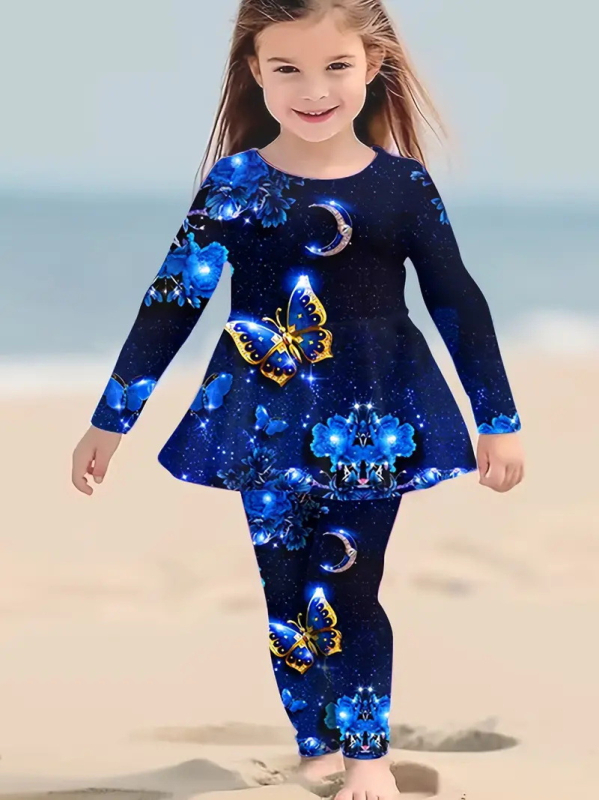 2024. aasta uus piiriülese väliskaubanduse laste crewneck pikkade varrukatega püksid armsa loomaprindiga kaheosaline komplekt