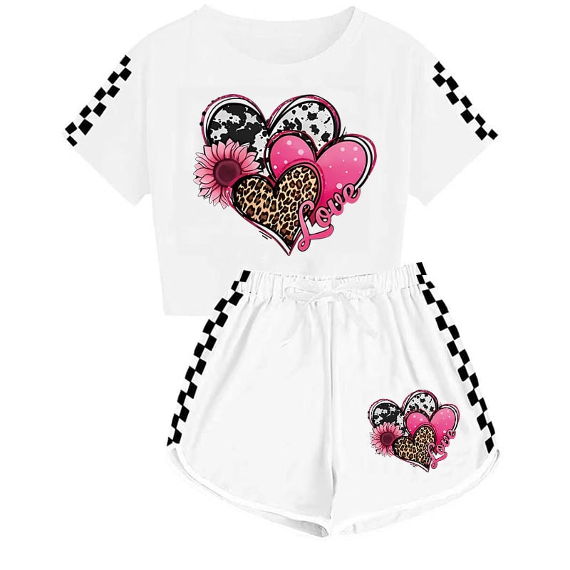 Costum de pijama sport pentru copii, tricou și pantaloni scurți pentru băieți și fete, 656