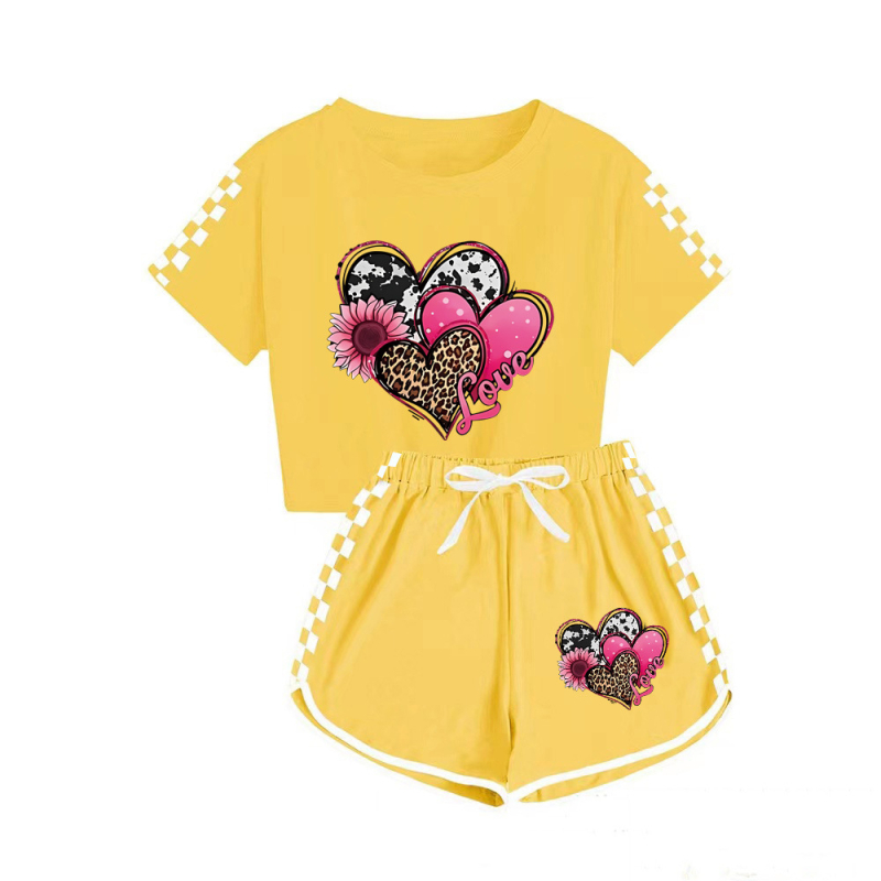 Costum de pijama sport pentru copii, tricou și pantaloni scurți pentru băieți și fete, 656