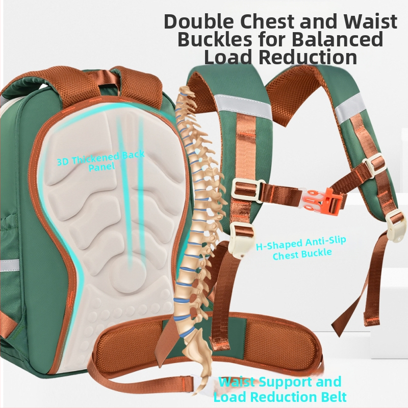 Раница за момчета и момичета с множество отделения за деца от началното училище Yunduo, намаляваща тежестта, за деца 3-6 клас