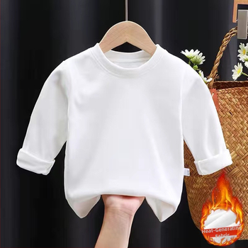 Dječja majica bez rukava, jednobojna, za jesen i zimu, okrugli izrez, dugi rukav, topla majica kratkih rukava za dječake i djevojčice.